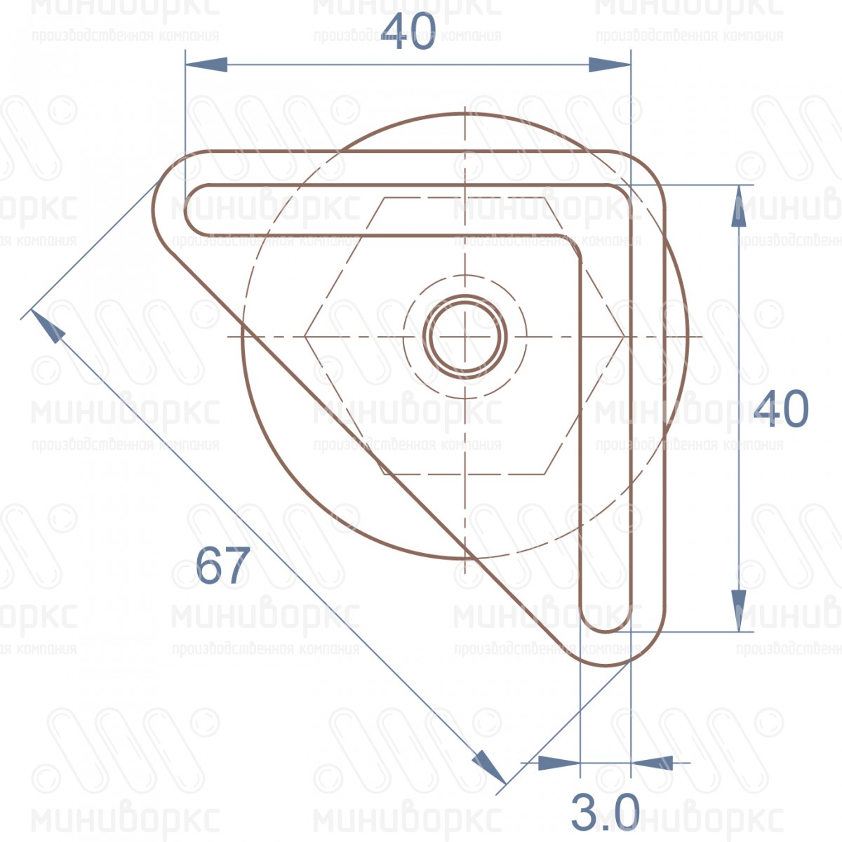 Комплект опоры под уголок 38х38, 40х40 мм и опоры с основанием Ø40 мм, под ключ 22, цвет черный – U40-40M10.D40x25 - 6