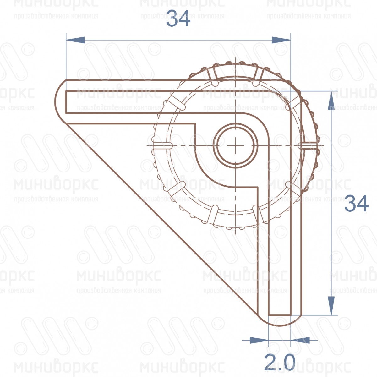 Опора регулируемая угловая 34x34 – U34-34M8.D32x20 | картинка 6